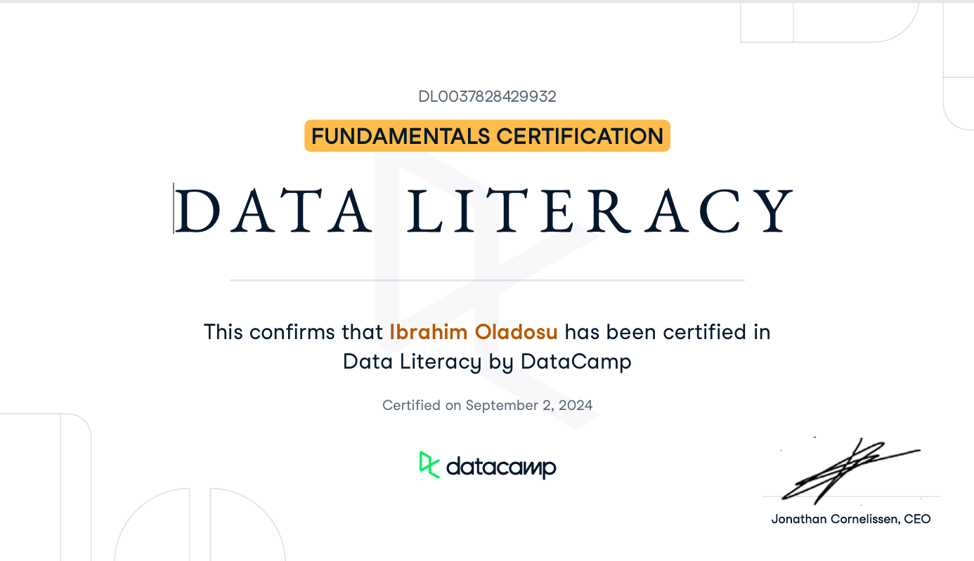 Data Literacy Certification